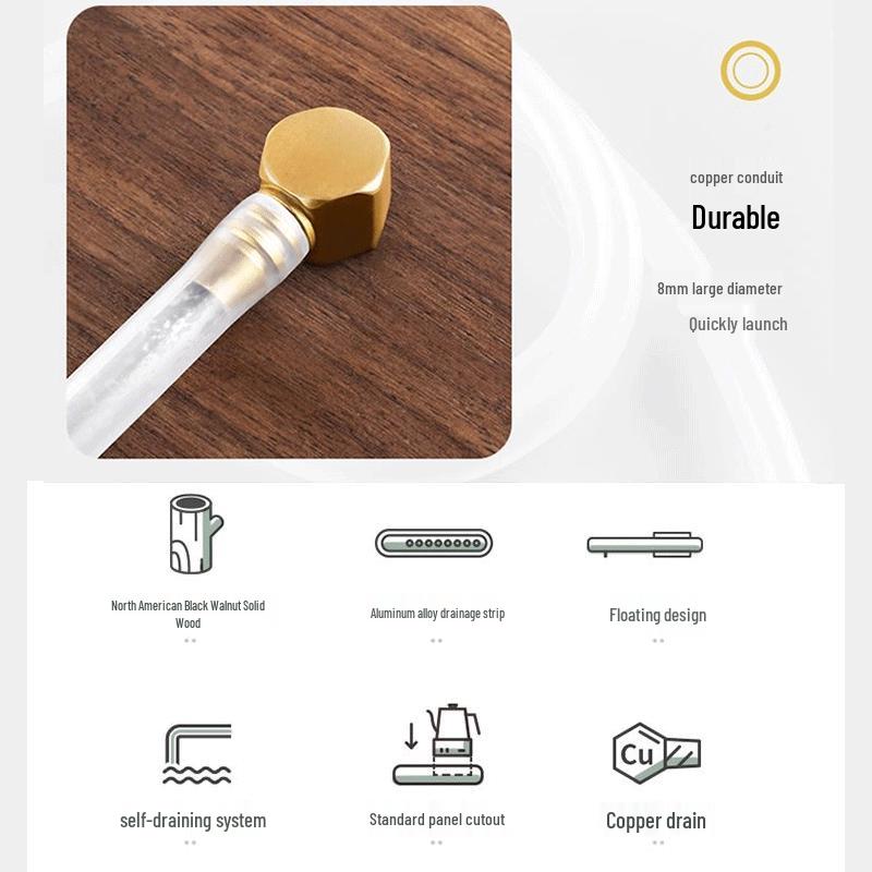 Mingzhan Black Walnut Solid Wood Tea Tray