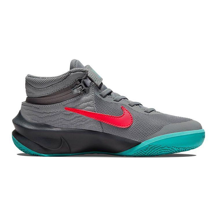 Nike Team Hustle D10 FlyEase GS Smoke Grey Washed Teal Siren Red Kids Sneakers Dark-Smoke-Grey DD7303-008