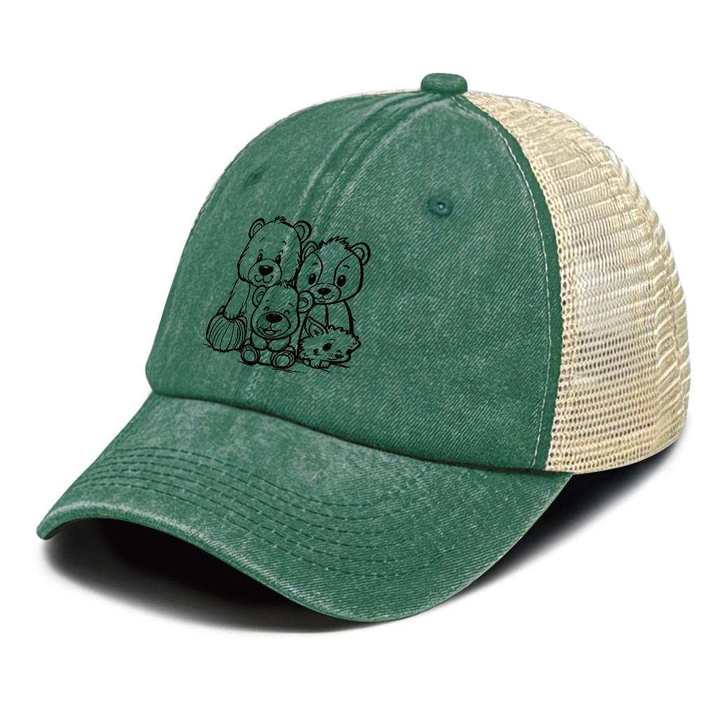 Black Bears Family Printed Baseball Hat Adjustable Inelastic Trendy Vintage Sporting Cap For Women Unisex Outdoor Travel Hiking