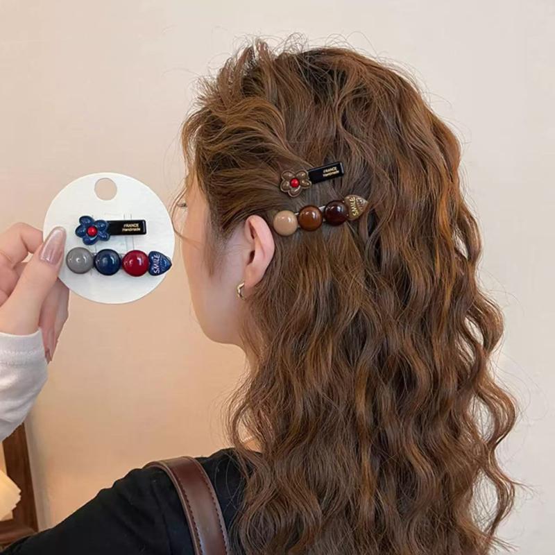 2 Pcs Handmade Hair Clips Set With Flower Decor And Non Slip Grip Perfect For Daily Wear Party Hairstyling For Women Girls