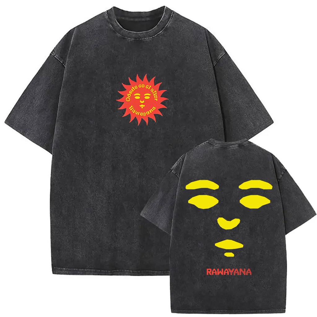Vintage Washed Rawayana Donde Es El After Album  Print TShirt Men Women Hip Hop Pop Music Short Sleeve T Shirt Streetwear