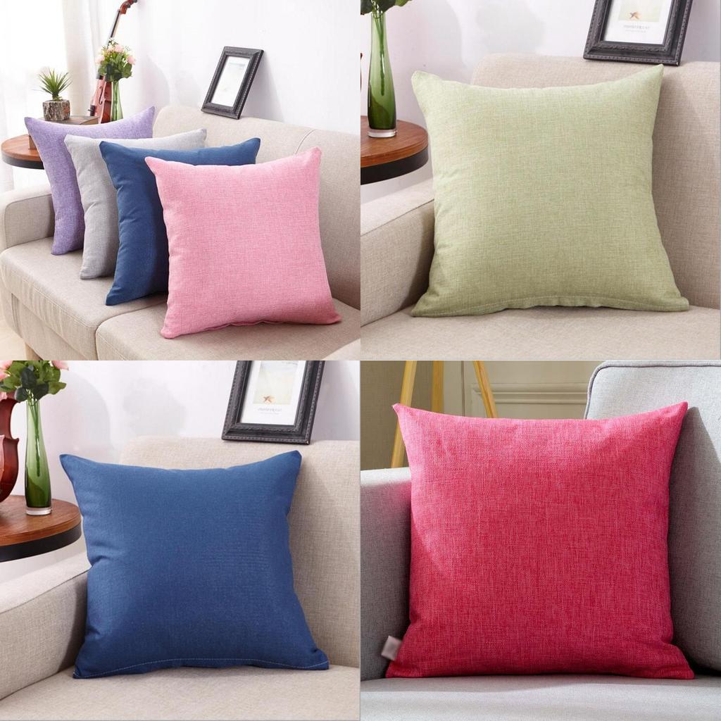 Luxurious Pure Color Cotton Linen Throw Pillow Cover For Home Office Sofa Decor