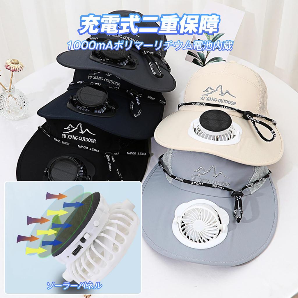 Hat with 16 Hours of Continuous Fan Deep Perfect for Outdoor and Summer One Size Fits [PENIOR] Solar-powered Fan, 54-59cm Circumference, 3-speed