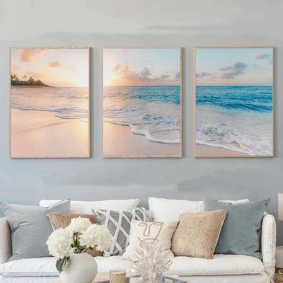 Natural Seascape Blue Sea Beach Landscape Posters and Prints Modern Canvas Painting Wall Art Picture for Living Room Home Dec