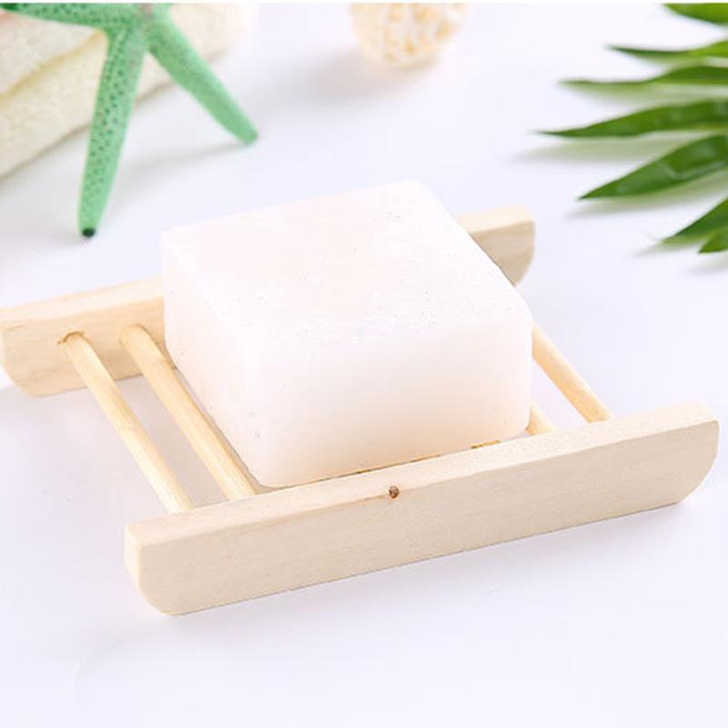 Set de 4 Săpuniere din Bambus Design Simplu Suport Săpun Drenant cu Fante Tăviță Săpun pentru Baie Bucătărie
