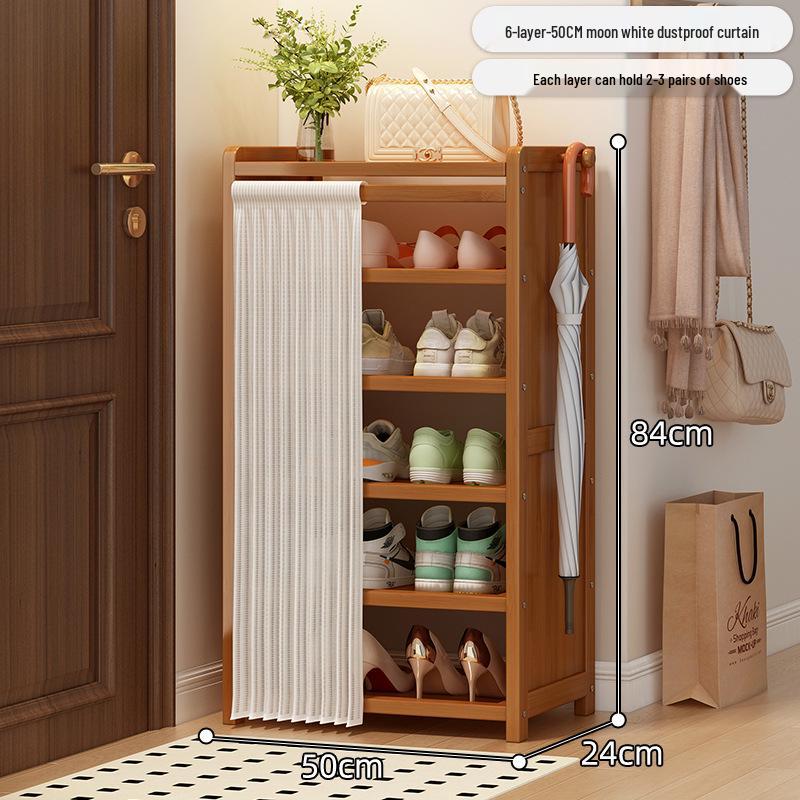 Bamboo Shoe Rack: Multi-Layer Dustproof Cabinet for Compact Home Storage