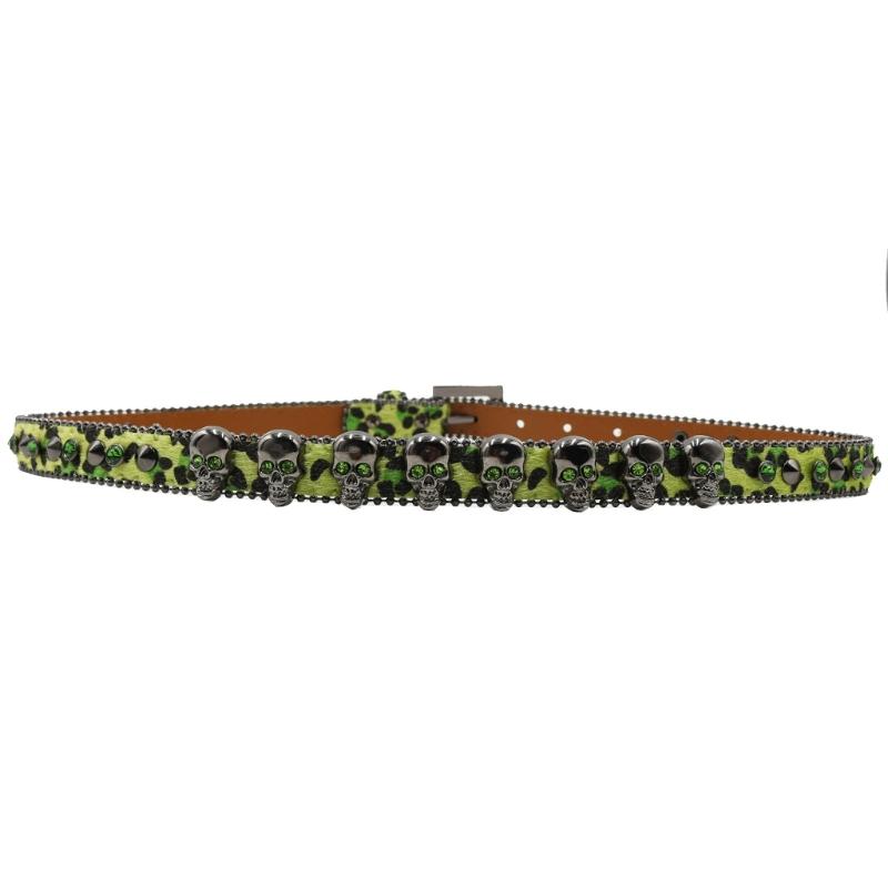 Trendy Waist Belt Studded Rhinestones Crystal for Street Dance Rivets Belt Livehouse Punk Waist Chain Skull Buckle