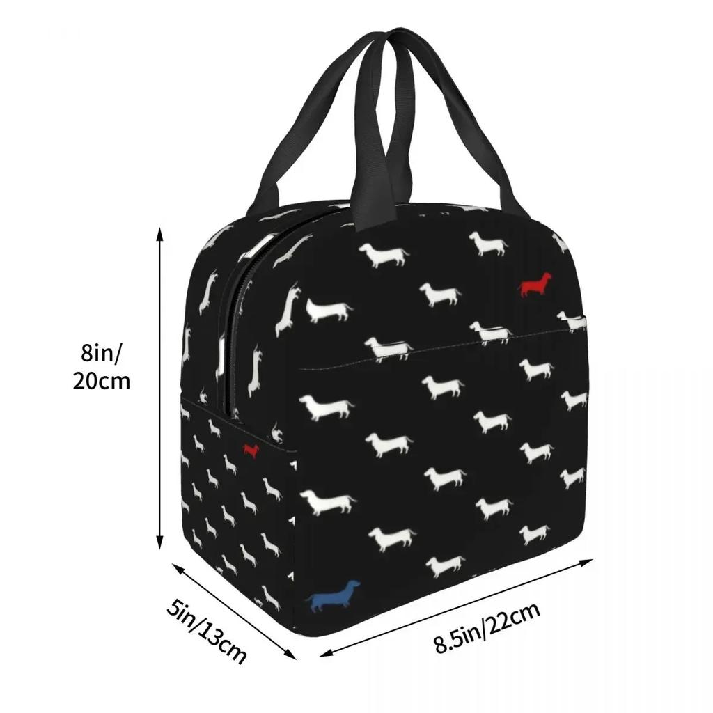 Dachshund Insulated Lunch Bag for Women Leakproof Badger Sausage the Wiener Dog Thermal Cooler  Tote Kids School Children