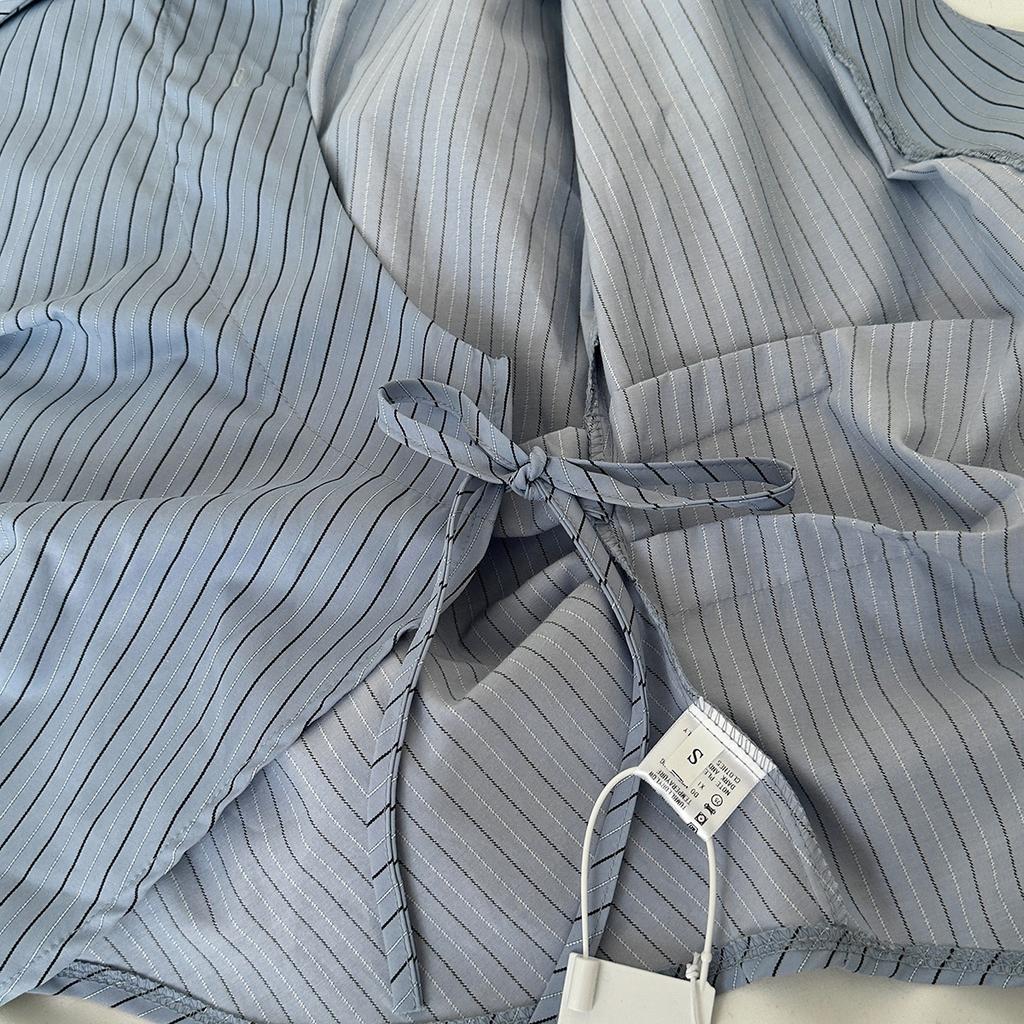 Korean Style Design Shirt Women's Waist Cinching Fashionable Irregular Shirt Top