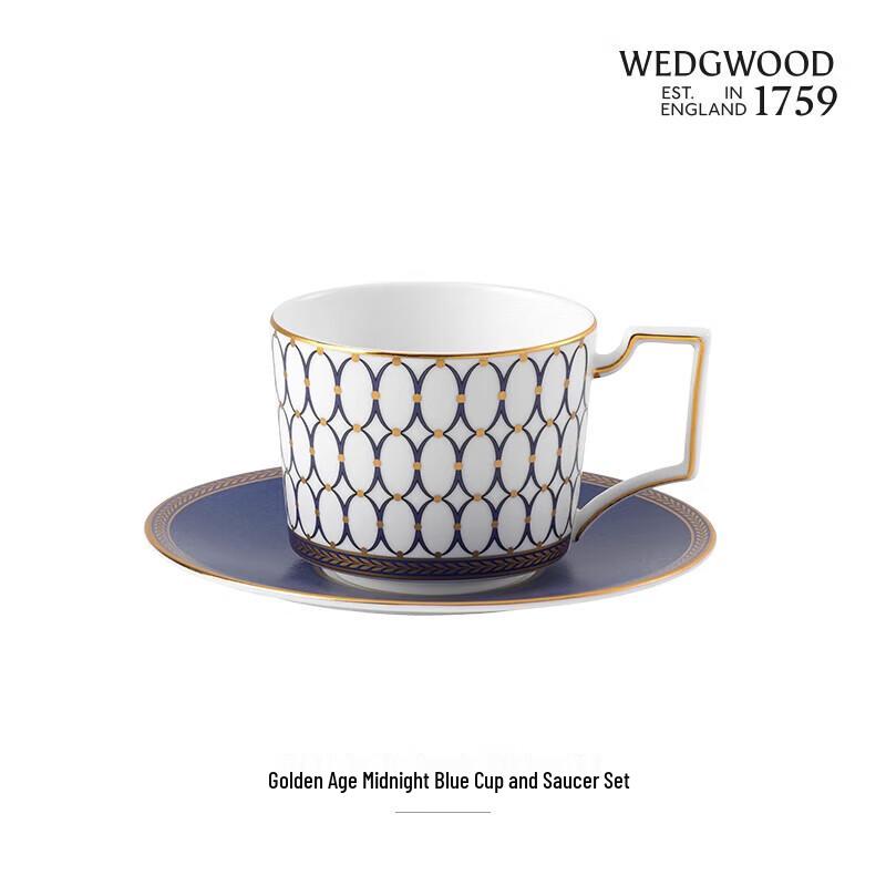 Wedgwood Gold Dust Midnight Blue Coffee Cup & Saucer Set