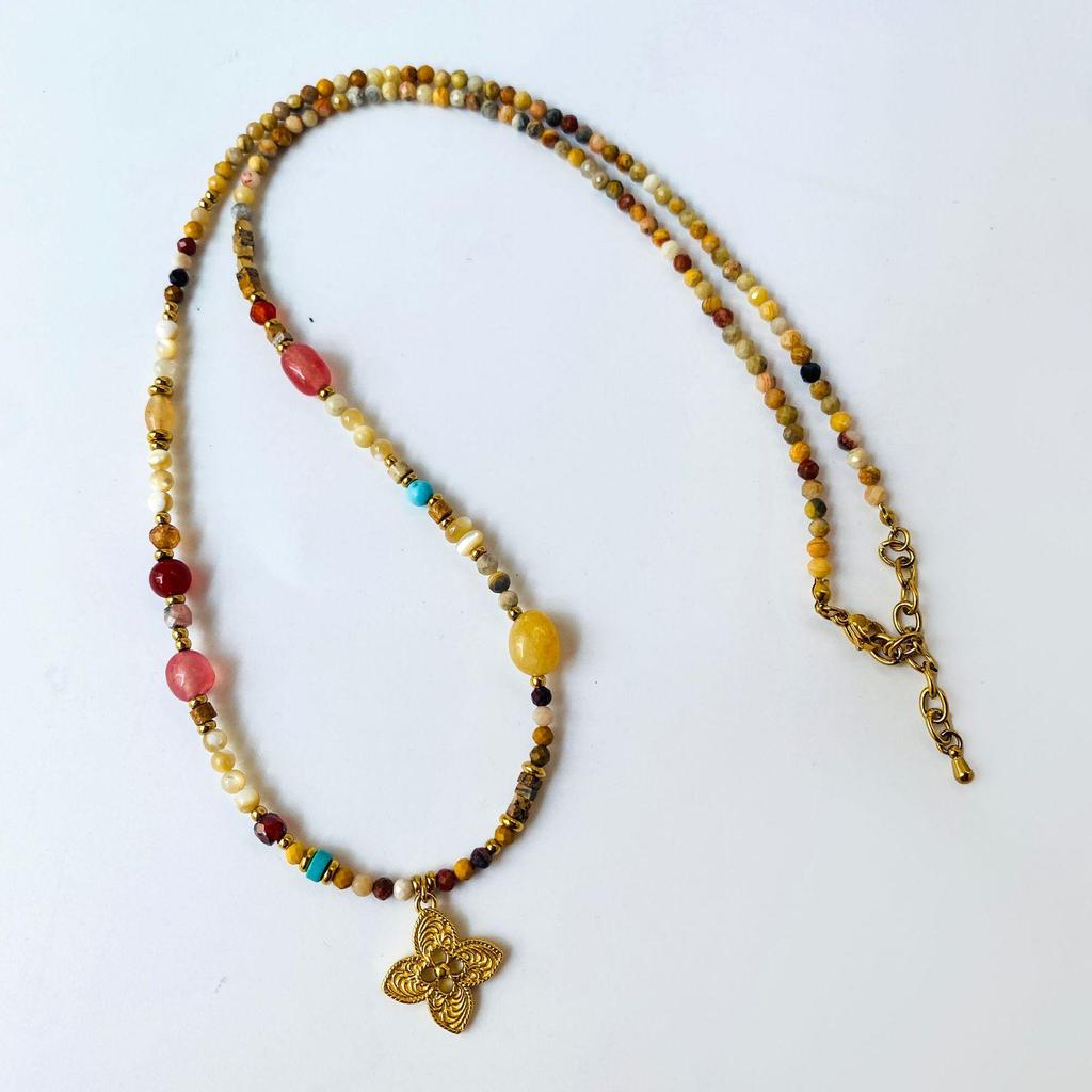 Honey 2025 Autumn/Winter Long Sweater Necklace with Natural Stone Beads - Versatile Women's Style