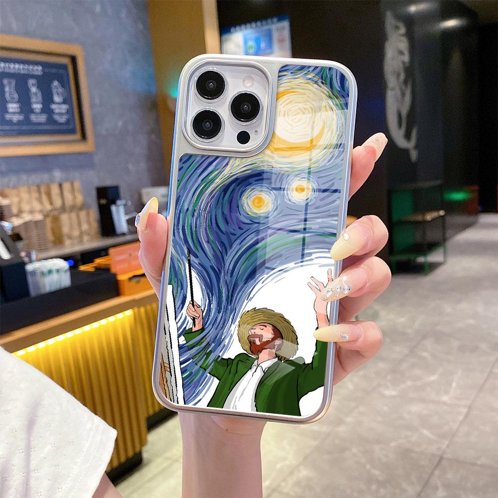 Artistic Sense Van Gogh Starry Sky Creative Illustration Mobile Phone Case Apple 13 Pro High Transparent Glass Protective Case iPhoneAIR