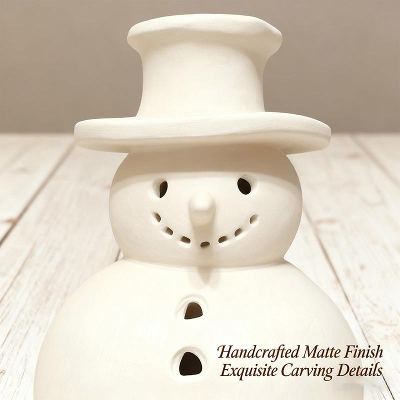 Terrakotta Schneemann Figur mit Licht Vintage Farbe Weihnachts Tischdekoration Mittelstück für Zuhause Büro Feiertag Weihnachten
