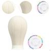 Canvas Block Head Cloth Wig Holder Hat Display Stand Table Training with 40 pins