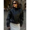 Giacca da Donna Corta Larga Stile Biker Moda Pelle PU Capospalla