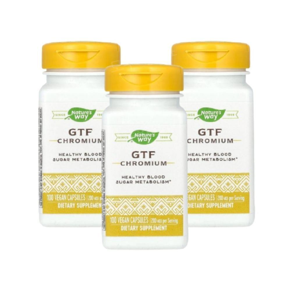 Chromium Nature's Way GTF Chromium 200mg 100 Tablets 3 Packs