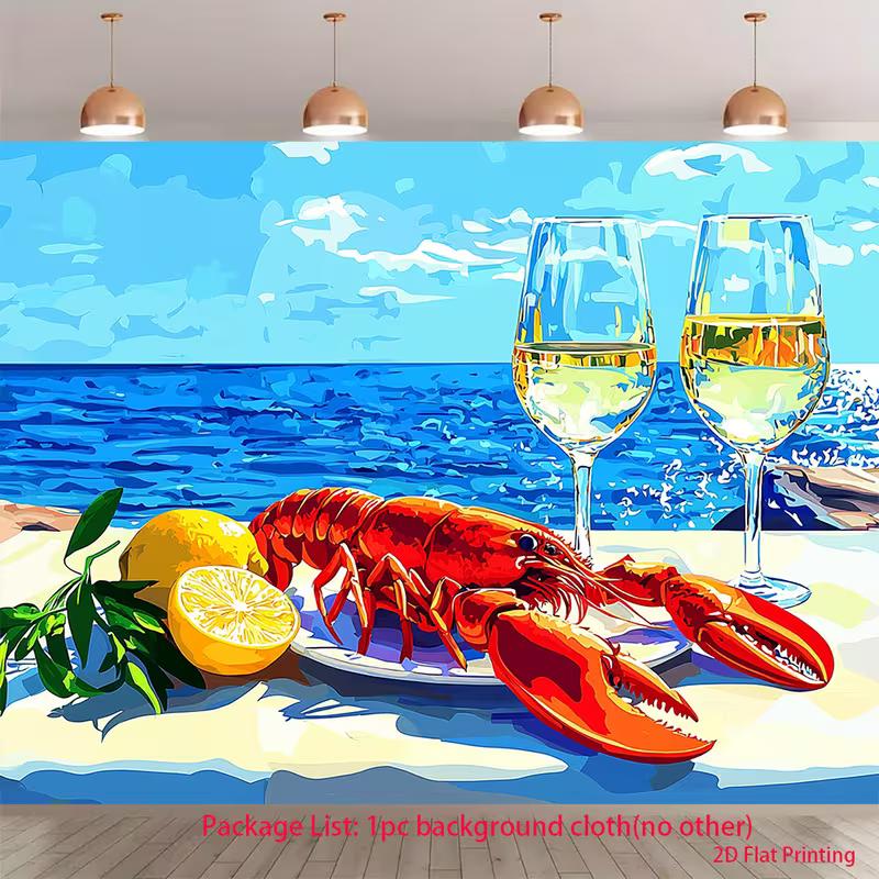 2D Vibrant Pop Art Style Lobster Backdrop for Food or Vacation Photoshoot 47.2x31.5inch/120*80cm