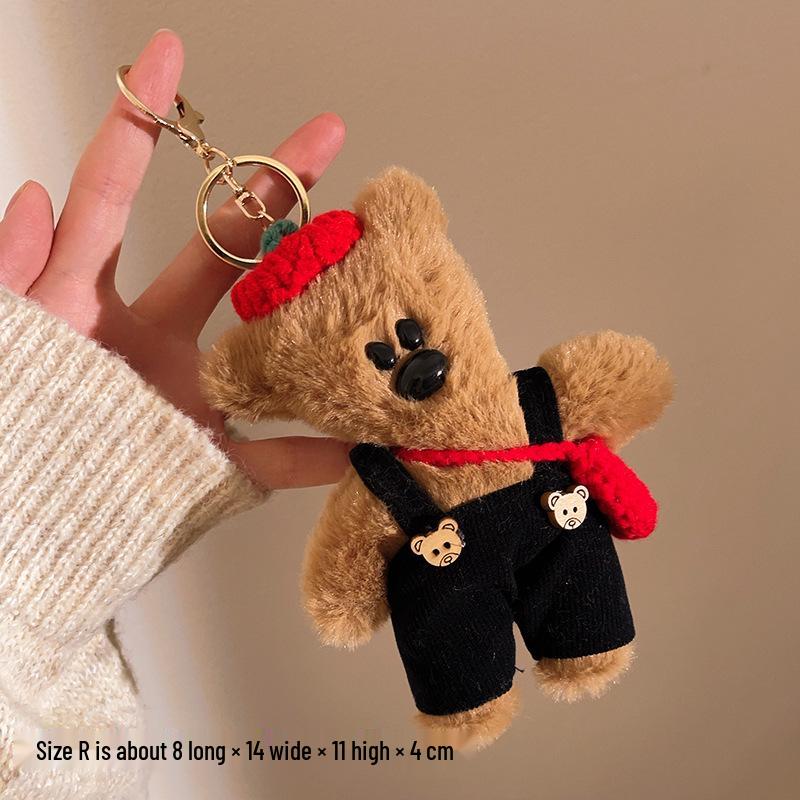 Charming Plush Pendant Keychain: Little Bear & KT Cat Duo