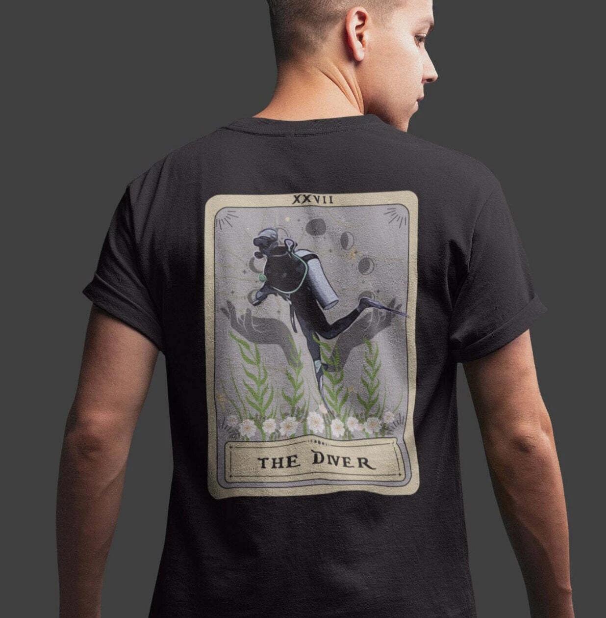The Diver Tarot Card Shirt BACK PRINT, Scuba Diving 2XL