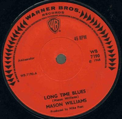 Disco de 7 pulgadas MASON WILLIAMS - Long Time Blues / Classical Gas WB7190 Warner Bros. Re 1968 Pop UK Usado