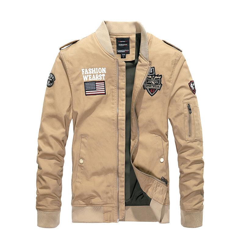 

Мужской летный костюм, повседневная хлопковая куртка, вышитая куртка с воротником-стойкой, мужской осенний топ 4XL