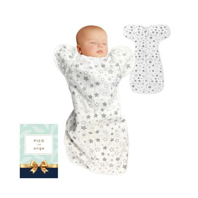 By a Natural Cotton Angel Comfortable Swaddle for Newborns and Up Zipper for Easy Diaper with Hoshi Size Small Newborn To 3 [PICO Ange] [Recommended
