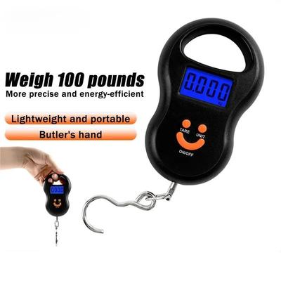 პორტატული 50 კგ 10 გ ჩამოკიდებული სასწორი სამზარეულოს სასწორი LCD ციფრული სასწორი უკანა განათება ელექტრონული სათევზაო სასწორები ჯიბის სასწორი ბარგის სასწორი შავი