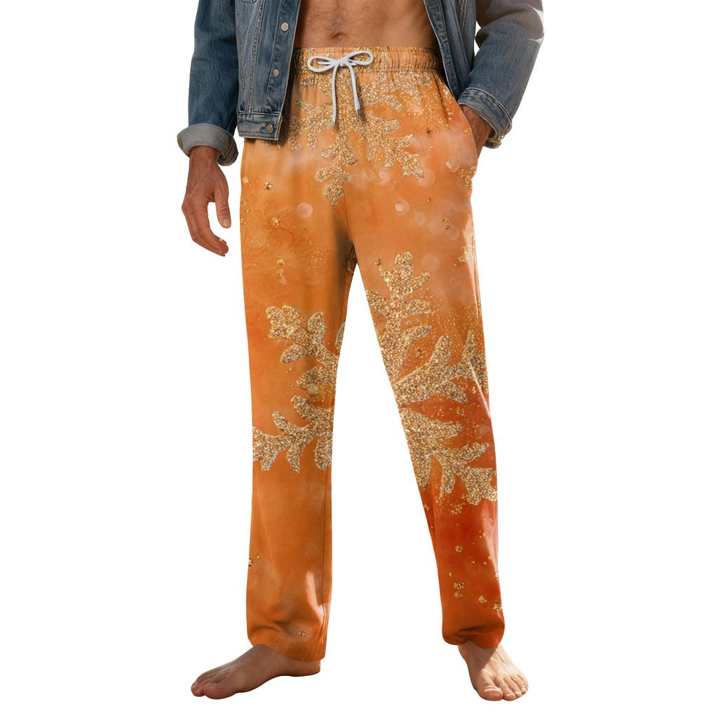 Pánské domácí měkké pyžamové kalhoty se stahovací šňůrkou s kapsami Sportovní kalhoty pro volný čas