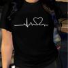 Heart Print T-shirt Short Sleeve Crew Neck Casual Top For Summer & Spring Women's Clothing  Y2k Top