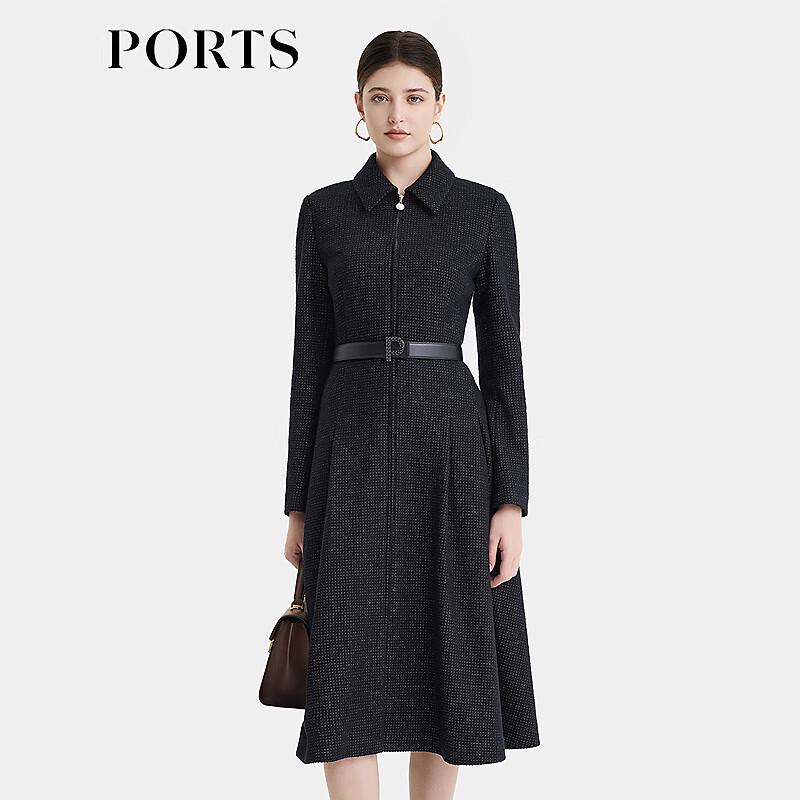 

PORTS Women s Elegant Commuter Metal Logo Belted Dress 8
