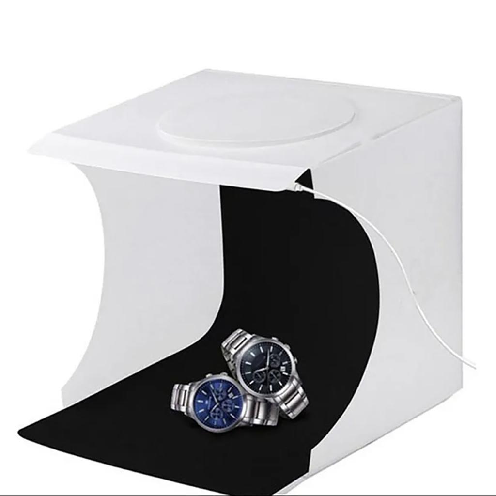 Photo Light Box Foldable USB Powered Portable Mini Photography LED Light Tent with 6 Background for Jewelry Watch White