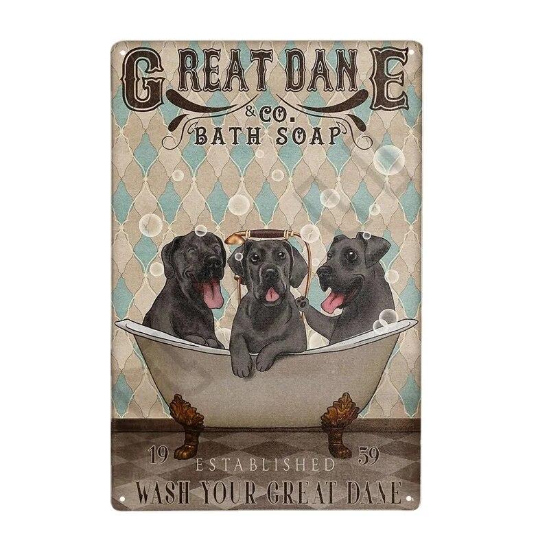 Funny Great Dane Metal Vintage Tin Sign Poster Cafe Bar Living Room Coffee Bar Club Kithchen Bathroom Kitchen Home Decor Gift
