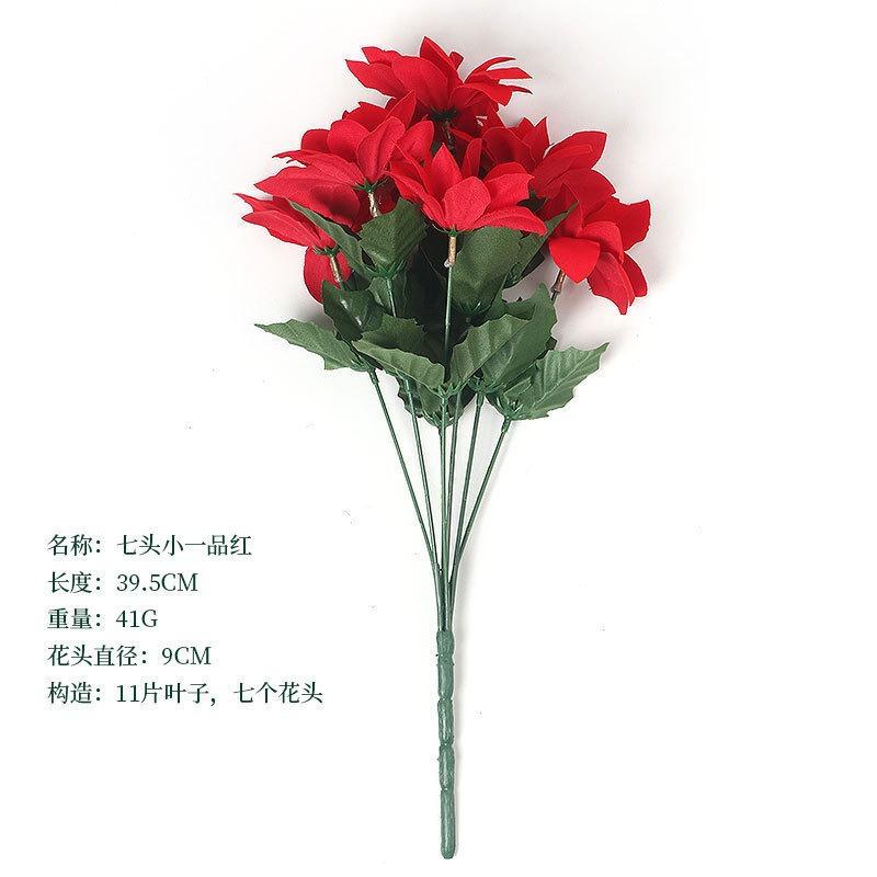 

Рождественское украшение Пуансеттия Имитация Цветка Рождественское украшение для гостиной Горшечный Красный Шелковый Фланелевый Букет