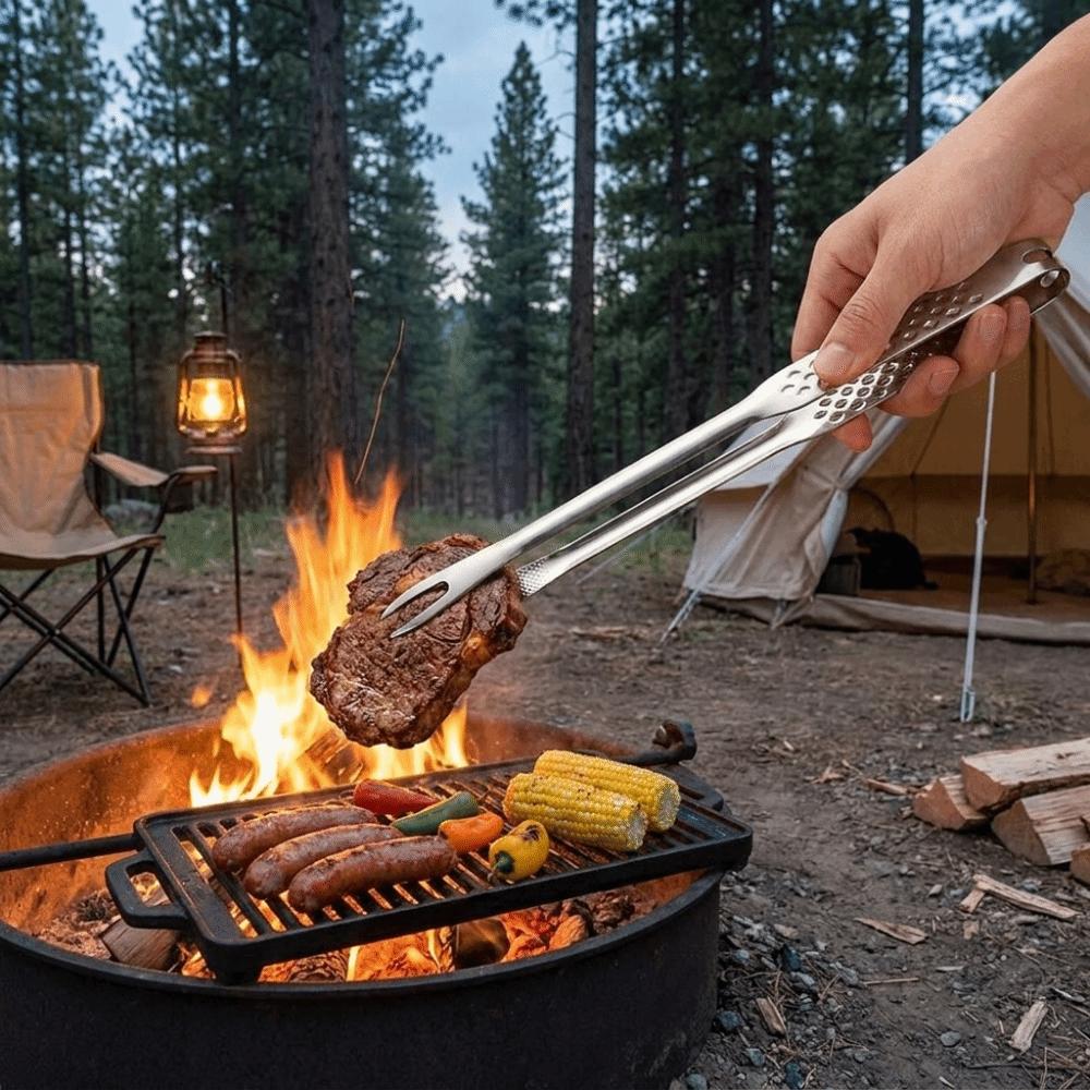 Heat Resistant Long Handle Grill Tongs Non-Slip Kitchen Tongs Barbecue Tongs  Barbecue