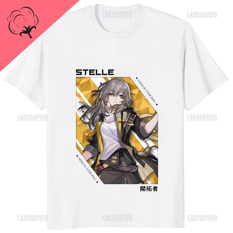 

Футболка унисекс с принтом Honkai Star Rai Stelle, футболка Kawaii Acg Otaku Waifu, повседневная модная свободная уличная одежда, мягкие футболки унисекс