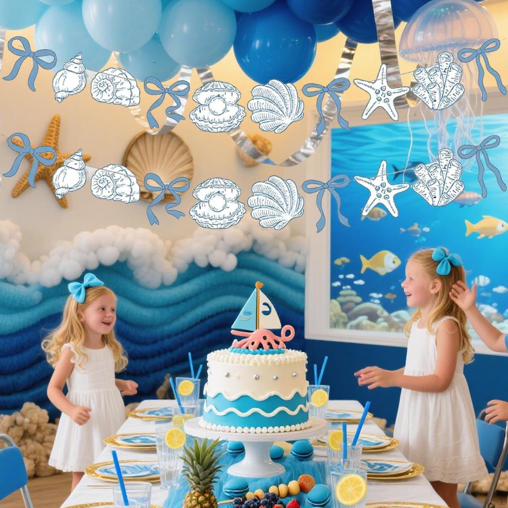 Coastal Nautical Paper Hanging Decoration, Summer Banner Decor for Weekend