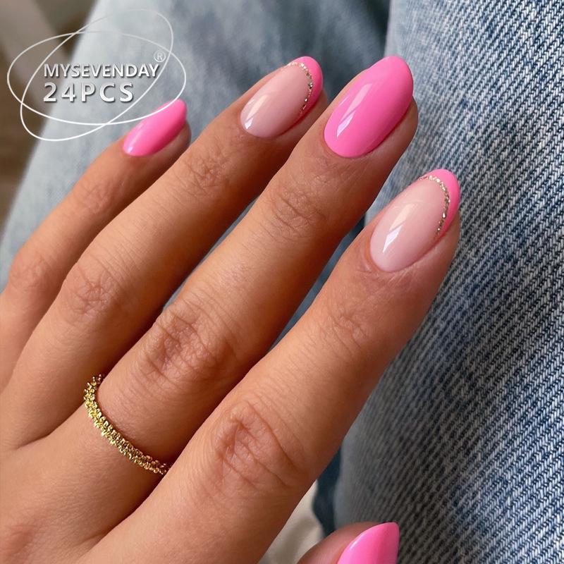 Europäische und amerikanische Gradient Pfirsichblüten Ballett Kurze Nagelspitzen