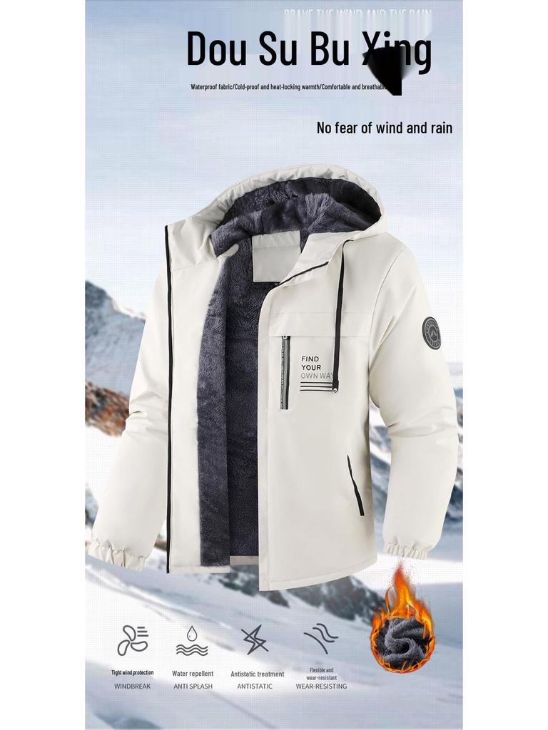 Veste à capuche tendance Automne/Hiver en Coton, Doublée Velours, Épaisse pour la Chaleur - Manteau Décontracté pour Couples