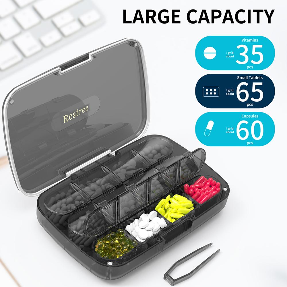 Large Pill Organizer 12 Compartments Portable Travel Pill Box Case Moisture Proof Xl Pill Container Holder Travel Pill Case