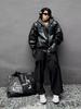 Men's Trendy Black PU Leather Hooded Jacket with Oblique Zipper - Korean Style for Spring and Autumn
