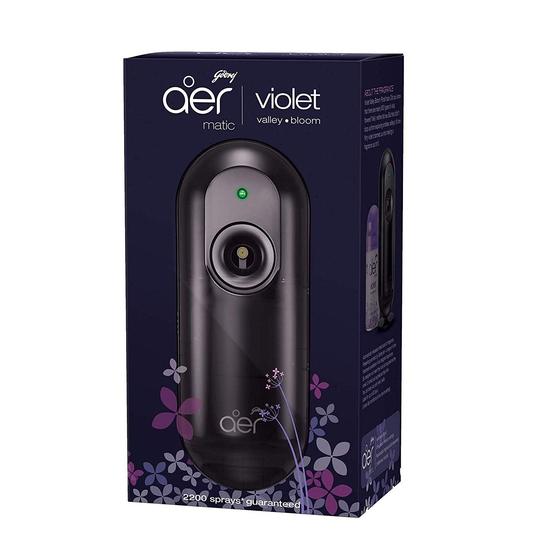 Godrej Aer Matic Kit - Automatic Air Freshener with Flexi Control | Violet Valley Bloom (225ml) - Automatic Air Freshener with Flexi Control (225ml)