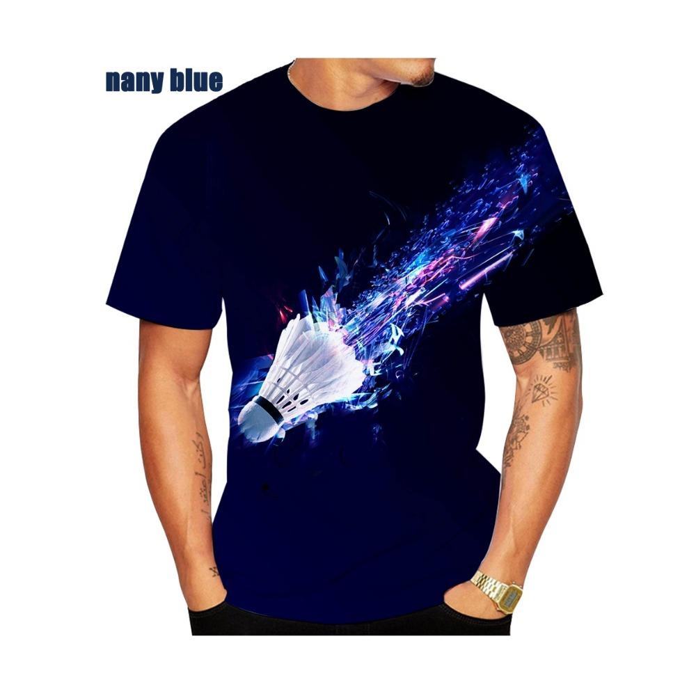 

Летняя новая популярная спортивная футболка с принтом бадминтона 3D, мужская крутая забавная креативная футболка с круглым вырезом, модные рубашки 6XL