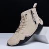 New 2025 Handmade Men's Casual Shoes Sneakers Ankle Boots Leather Side Zipper Comfortable Breathable Anti-Slip Outdoor Walking