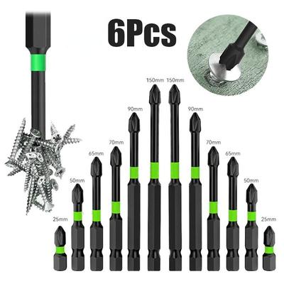 Set di punte per cacciavite antiscivolo da 6 pezzi Set di punte per cacciavite a croce in acciaio S2