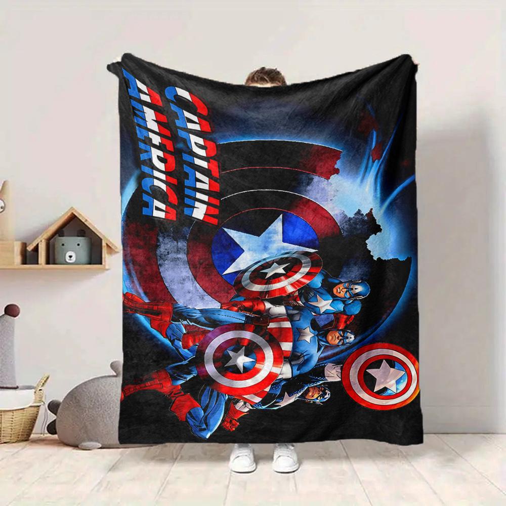 1Pc Captain America Shield Flannel Blanket, Soft And Comfortable, Casual Warm, Camping Travel, Christmas, Halloween Xmas Gift Es120