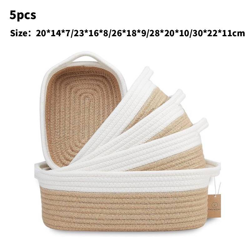 Cotton Rope Storage Basket With Multicolor Weave For Toy Organizers And Home Supplies