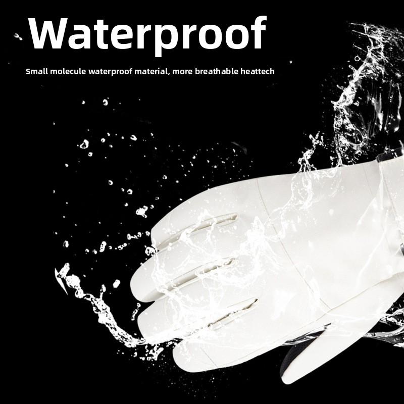 High-quality ski gloves, men's and women's winter white thermal gloves, cycling sports protective gear, touch screen five-finger outdoor gloves