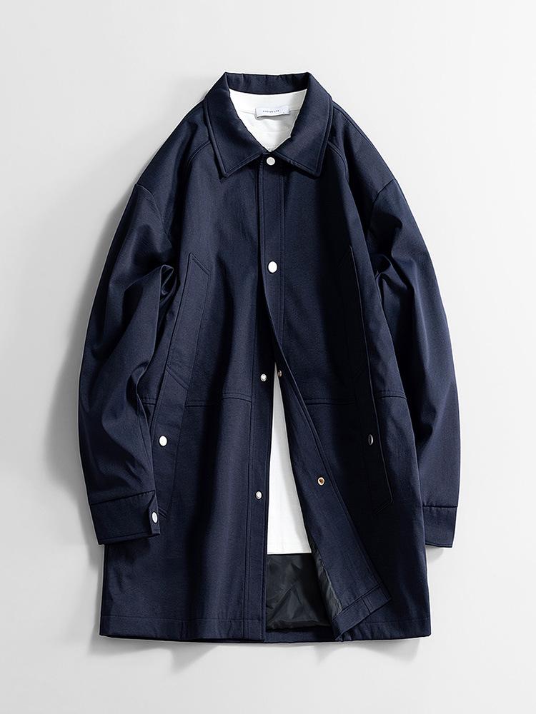 Men's Mid-Length Trench Coat 2025: New Spring/Autumn Casual Loose Plus Size Jacket