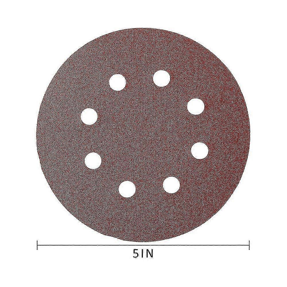 100pcs 125mm Sandpaper Sanding 8 Hole Discs Round Shape Hook Loop Sanding Paper Buffing Sheet Sander Polishing Pad