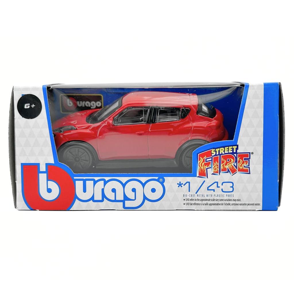 Bburago Skala Nissan Czerwony Odlewany Model Wykończony RE 1/43 Samochód Juke-R, Produkt, 18-30136